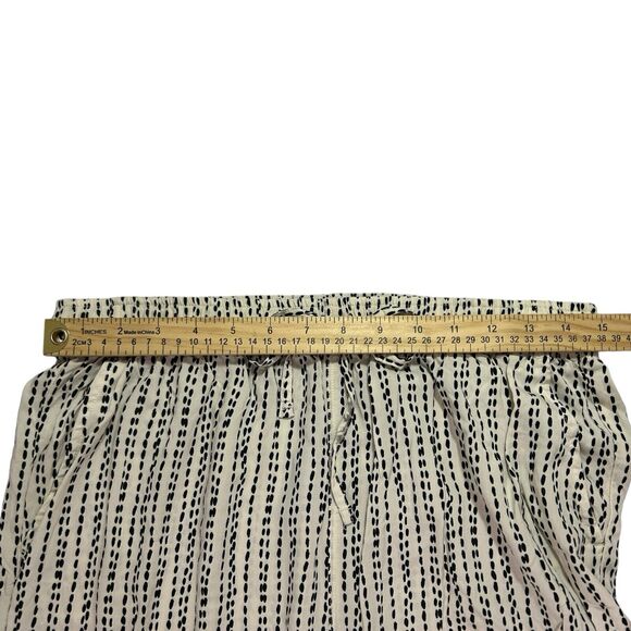 Uniqlo Pull-On Elastic Tie Waist Cream Black Polka Dot Casual Pant Sz L Pockets - Picture 4 of 9